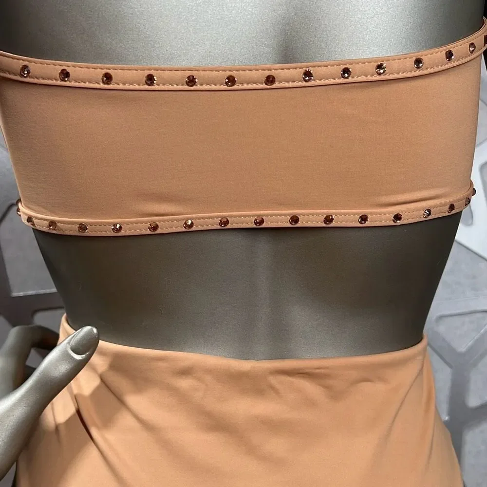 Skims Rhinestones Bandeau High waisted Nude Bikini S